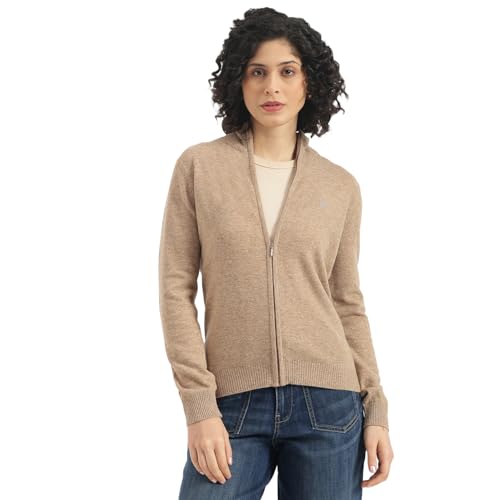 United Colors of Benetton Women's Wool Mock Neck Cardigan (25A108OU5530G901_Beige