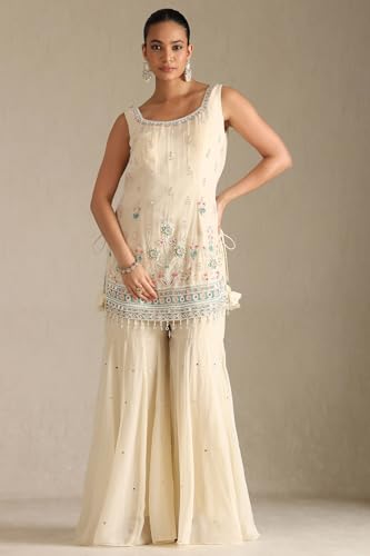 Soch Women's Viscose Salwar Suit Set (OWS5CD21905_Cream