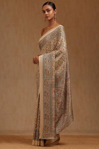 Soch Womens Yellow Art Silk Floral Print Saree