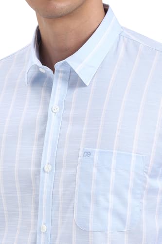 Peter England Men Light Blue Slim Fit Stripe Shirt