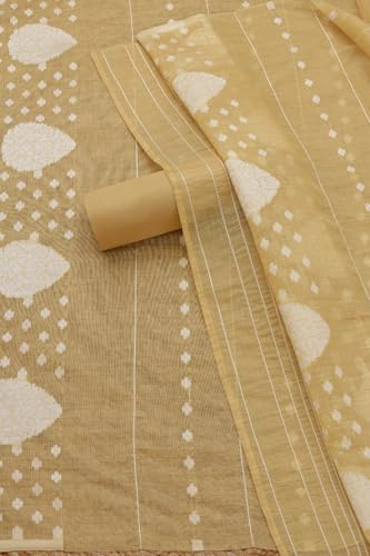 Soch Womens Yellow Chanderi Woven Design Unstitch Dress Material