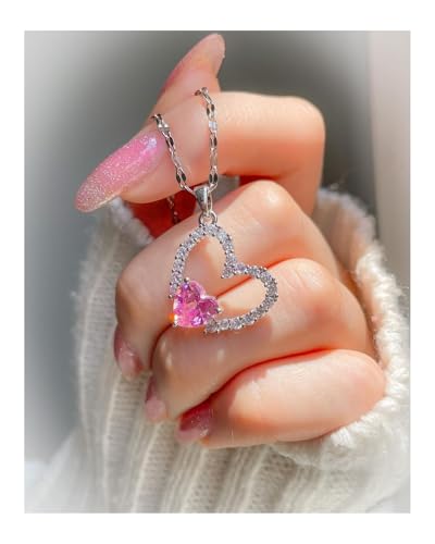 Stylishever Duo Heart Diamond Chain Necklace | ORIGINAL SILVER 925 | BIRTHDAY | ANNIVERSARY | VALENTINE | GIFT | SILVER CHAIN |