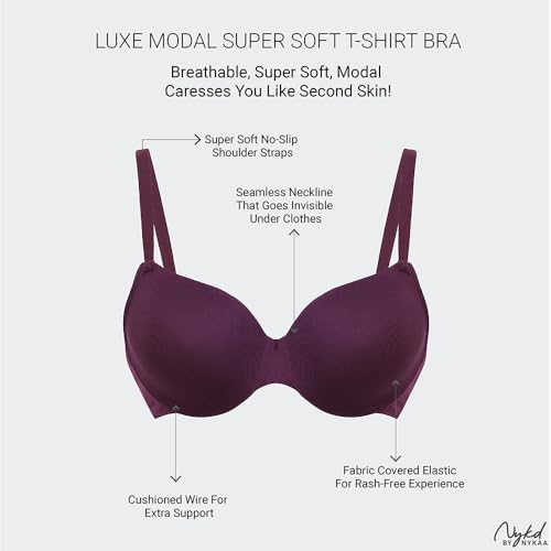 Nykd By Nykaa Super Soft Luxe Modal Padded Cushioned Wire T-Shirt Bra NYB218 Grape