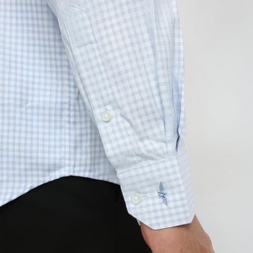 Park Avenue Men Regular Fit Checks Pattern Pure Cotton Semicutaway Collar Full Sleeve Formal Shirt (Size: 38)-PMSK18897-B3 Medium Blue