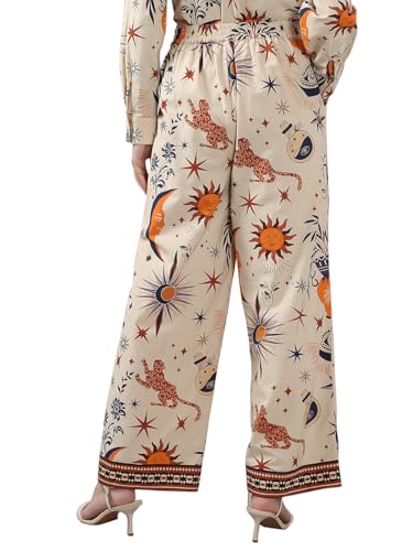 VERO MODA Women's Straight Fit High-Rise Beige Pants