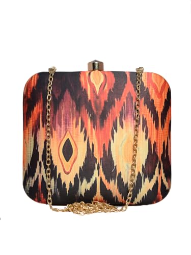 Artklim Multicoloured Ikkat Printed Clutch