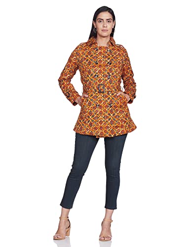Rangriti Women Mustard Cotton And Flex A Line Jacket_34