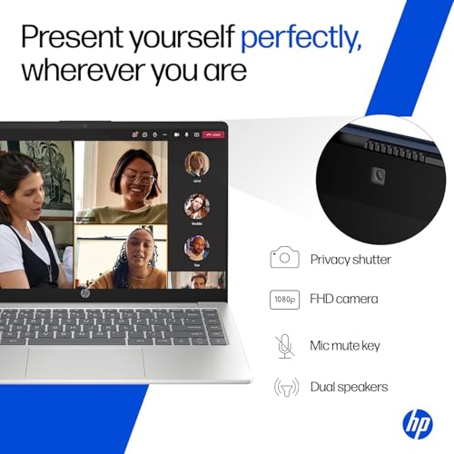 HP 14, Intel Core 13th Generation Intel Core i7-1355U (16GB DDR4, 512GB SSD), Micro-Edge, Anti-Glare, FHD, 14''/35.6cm, Win11, M365* Office24, Silver, 1.4kg, EP0159TU, FHD Camera, Backlit Laptop