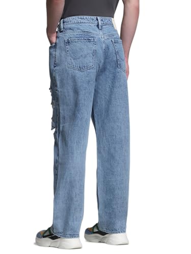 Jack & Jones Men's Blue High Rise Loose Fit Jeans