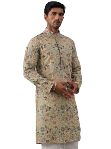 Jompers Embroidered Kurta for Men (Pista, M)