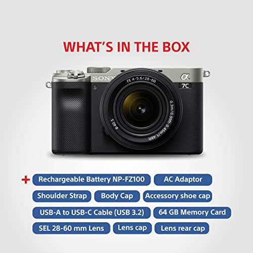Sony Alpha Ilce-7Cl with 28-60Mm Zoom Lens | Compact Full Frame 64 GB Camera | 4K with Flip Screen, Light Weight | Real Time Tracking | Content Creation - Black