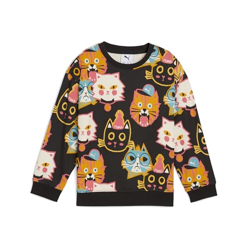 PUMA | MOODY CAT Kids' Graphic Crew Sweatshirt | Black | 6-7Y