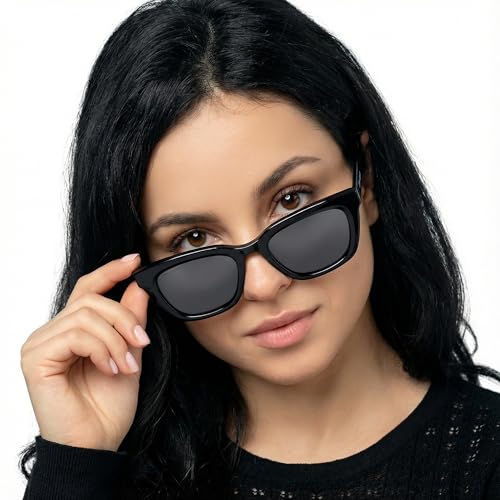 John Jacobs | Full Rim Cat Eye Stylish & Premium UV Protected Sunglasses | Acetate Lines | Polarized and 100% UV Protected | Women | Extra Wide | JJ S17340