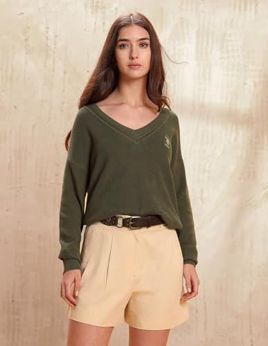 U.S. POLO ASSN. Solid Relaxed Fit Sweater (UWAW25SWE191_Green_XL)
