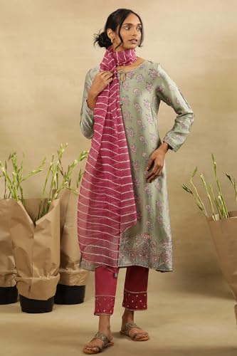 W for Woman Folksong Strechable Slim Pants for Women | Trousers for Women Magenta Haze