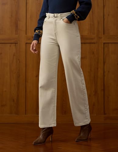 U.S. POLO ASSN. High Rise Wide Leg Jeans (UWAW25JEN424_White_30)