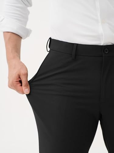 The Pant Project Luxury PV Lycra Stretchable Formal Pants for Men | Stylish Relaxed Fit Men's Wear Trousers for Office or Party | Mens Fashion Dress Trouser Pant (Black, 36)