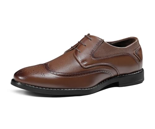 LOUIS STITCH Men’s Russet Tan Formal Lace-Up Brogue Shoes | Formal Lace-Up Shoes for Men | Business & Occasion Wear | LSVSBG-2 |UK-10