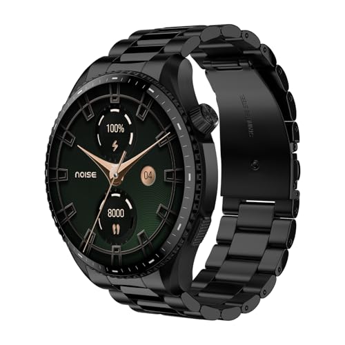Noise Newly Launched Halo 3 Smart Watch with 1.43” AMOLED Display, 1000 NITS Brightness, Premium Metal Design, Powered by AI Pro, AI Transcription, Morning Briefs, 7-Day Battery (Elite Black)