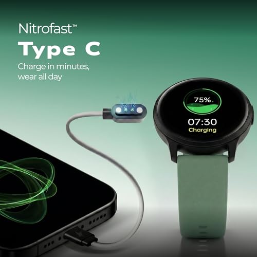 Fastrack Jupiter R3 1.38" Ultra UV Round Display with Nitro Fast Charging,Single Sync BT Calling, HRM, SPO2, Upto 5 Days Battery Life Smart Watch for Man & Woman - Black