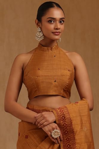 Soch Womens Brown Tussar Woven Design Saree