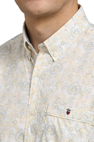 Louis Philippe Men White Slim Fit Print Half Sleeves Casual Shirt
