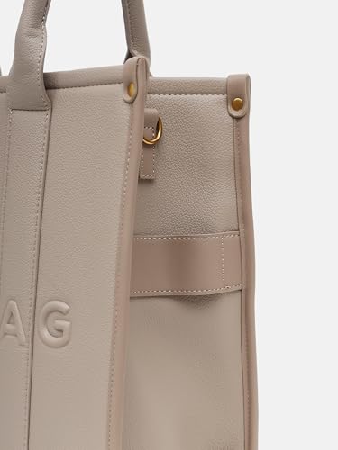 Kazo Tote Bag 2Nd Edit | Premium Faux Leather Handbag with Durable Straps | Contemporary Structured Everyday Shopper | Taupe