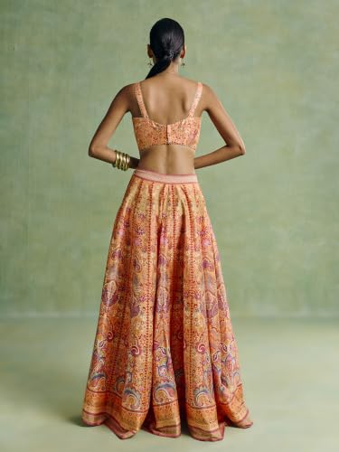 Aarke Ritu Kumar Yellow Festive Blouse With Lehanga And Dupatta