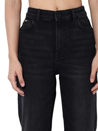 ONLY Women's Straight Fit High Rise Black Jeans