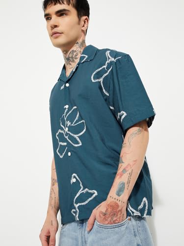 Max URB_N Men Printed Relaxed Fit Shirt(Blue_XL)