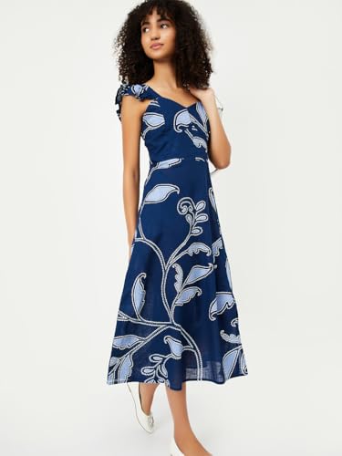 Max Kalki x Women Printed A-line Dress (Blue_S)