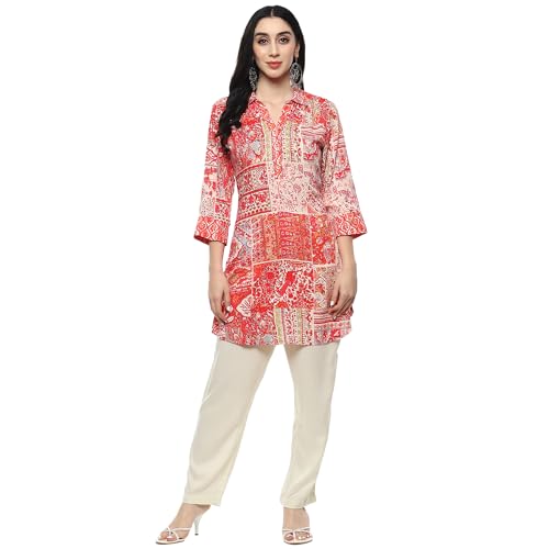 Biba Women Fuchsia Viscose Straight Printed Short Kurta_42