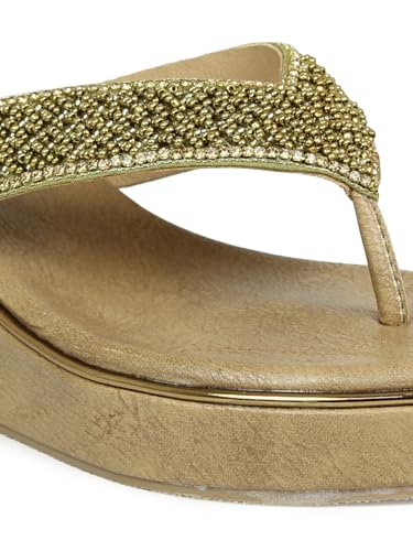 INC 5 Synthetic Open Toe Womens Party Wear Sandals (FWINC600462006, GOLD, SIZE_09)