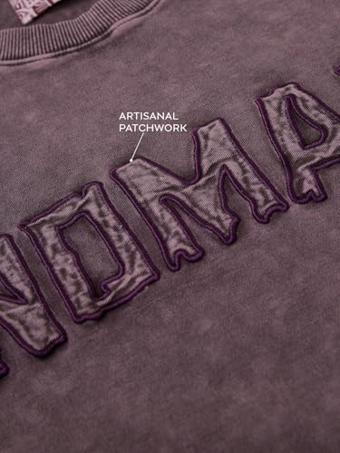 The Souled Store Nomad: Dusty Pink Men and Boys Short Sleeves Round Neck Embroidered Casual Drop Shoulder Streetwear Trendy Cotton Super Oversized T-Shirt