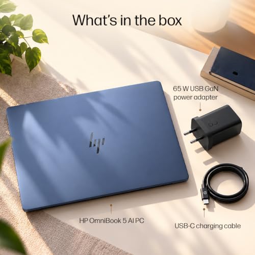 HP OmniBook 5 ● Intel Core 5 Series 3 Processor 320 ● 8GB LPDDR5 ● 512GB SSD ● 2K OLED● Gorilla Glass 3 ● 14''/35.6cm● Win11● Office24● Blue ●1.16kg ● mh0067TU● GaN Charger ● 42hrs Battery ● AI Laptop