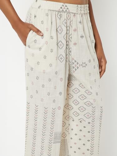 Max Women Printed Straight Kurta Set (White_M)