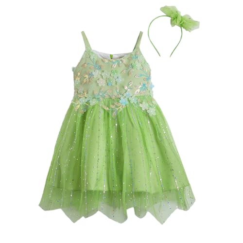 Hopscotch Girls Green Sleeveless Floral Applique Dress for Age (3-4 Years)