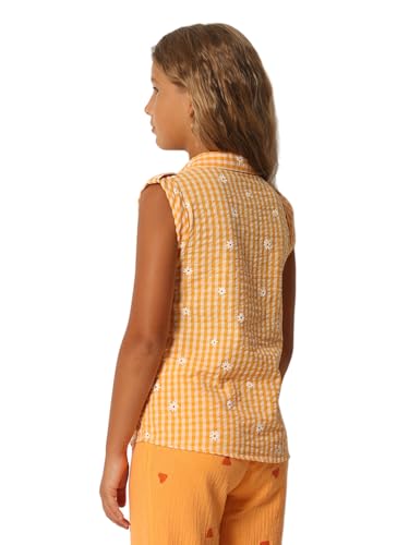 VERO MODA Girls Floral Print Cotton Orange Shirt