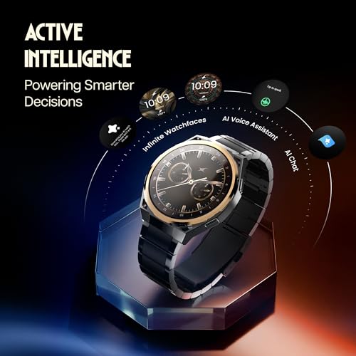 Fastrack Marvellous FX3 Smartwatch with 1.43” AMOLED Display, Metal Case & Strap, Slim 10.4mm Design, AI Watchfaces, BT Calling, HRM, SpO2 & Sleep Tracking, IP68, Additional Silicone Strap - Brown