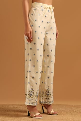 Soch Womens Cream Cotton Digital Printed Botanical Botanical Print Salwar Suit