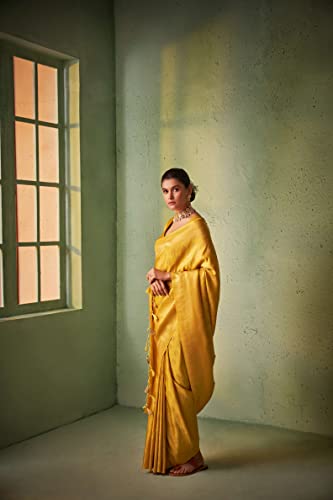 Vardha Women's Kanchipuram Art Silk Saree with Unstitched Blouse Piece - Gold Zari Woven Work Sarees for Wedding (Asya Vol.5_565)