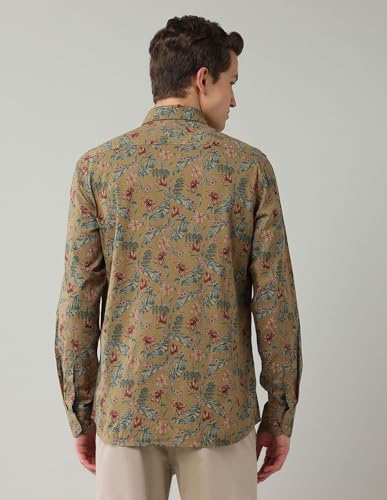 Arrow Sports Men's Floral Slim Fit Shirt (ASAJSH1680_Medium Brown