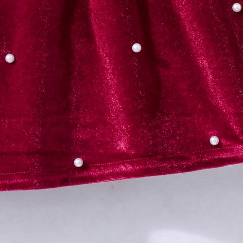 Hopscotch Girls Red Full Sleeves Oversized Bow Applique Dress for Age (5-6 Years)