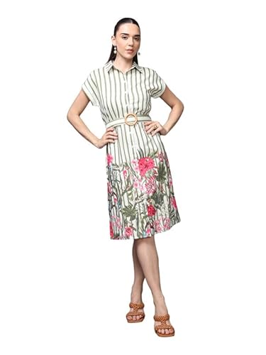 Kazo Avalon Midi Dress with Belt (Olive_XL)