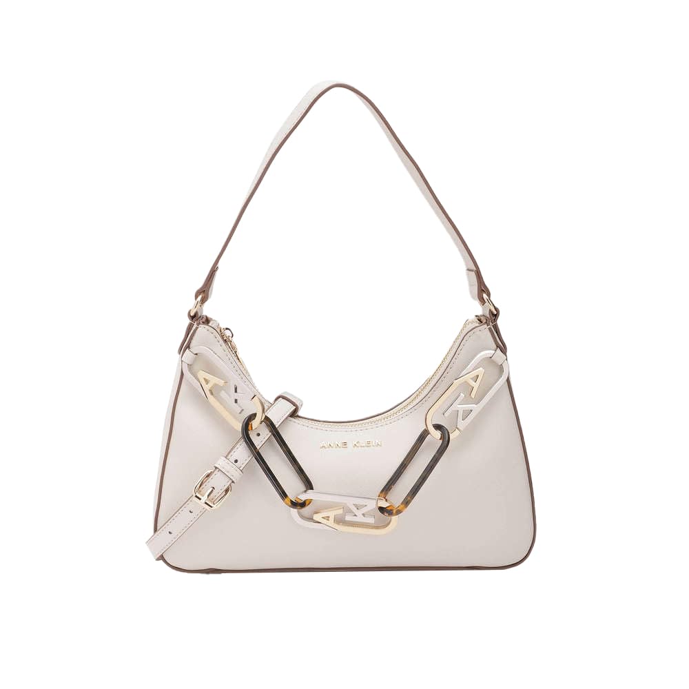 Anne Klein Faux Leather Zipper Closure Women's Shoulder Bag (Grey, XL)