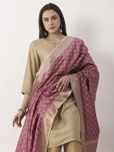 BIBA Women Onion Pink Art Silk Dupatta_FREE SIZE