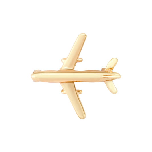 UJOY Lapel Pins Brooch Fashion Design Airplane in Gold for Gentlemen