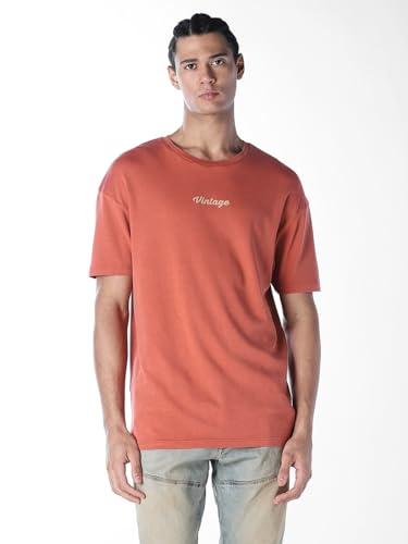 Jack & Jones Men Oversized Orange Tshirt