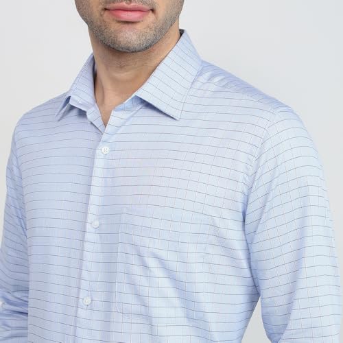 Raymond Blue Checks Pattern Men Long Sleeve Casual Shirt
