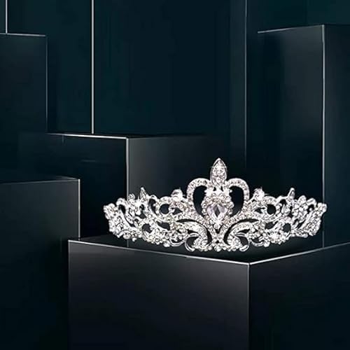 Koshiya Silver Crystal Tiara Crowns Queen Crown for Bridal Women Girls Wreath Headpiece Princess Elegant Crown Bridal Wedding Prom Birthday Party Headbands for Women Hair Accessories